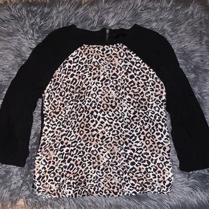 Cheetah Print Three Quarter Sleeve Shirt